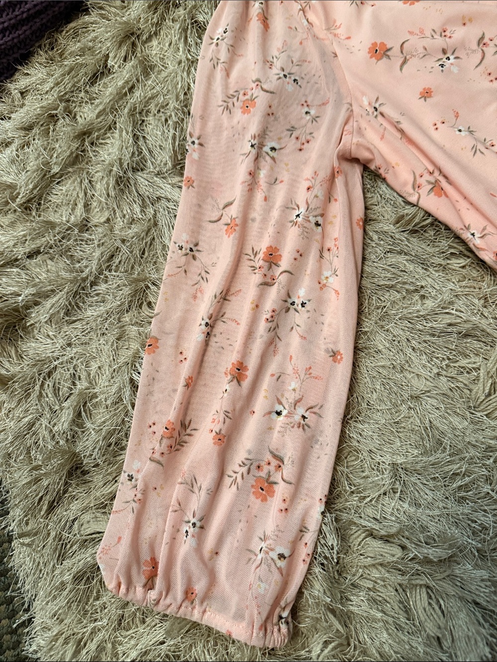 Peach Floral Wrap Peplum Blouse - Medium - Picture 2 of 3